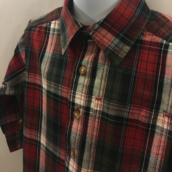 PLACE Red Wht Blck Plaid Versatile Button Up 🏆 - Picture 6 of 8